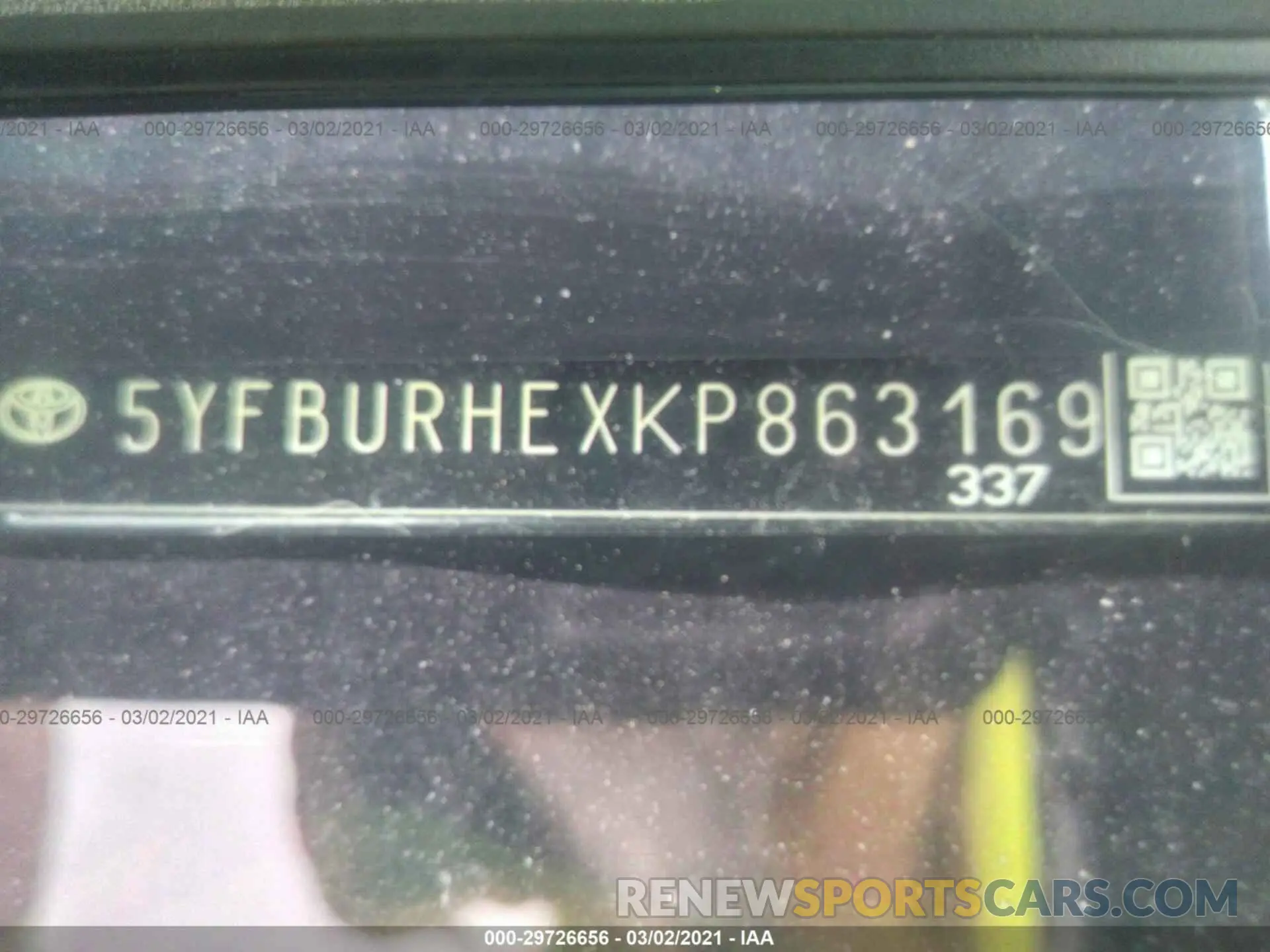 9 Photograph of a damaged car 5YFBURHEXKP863169 TOYOTA COROLLA 2019