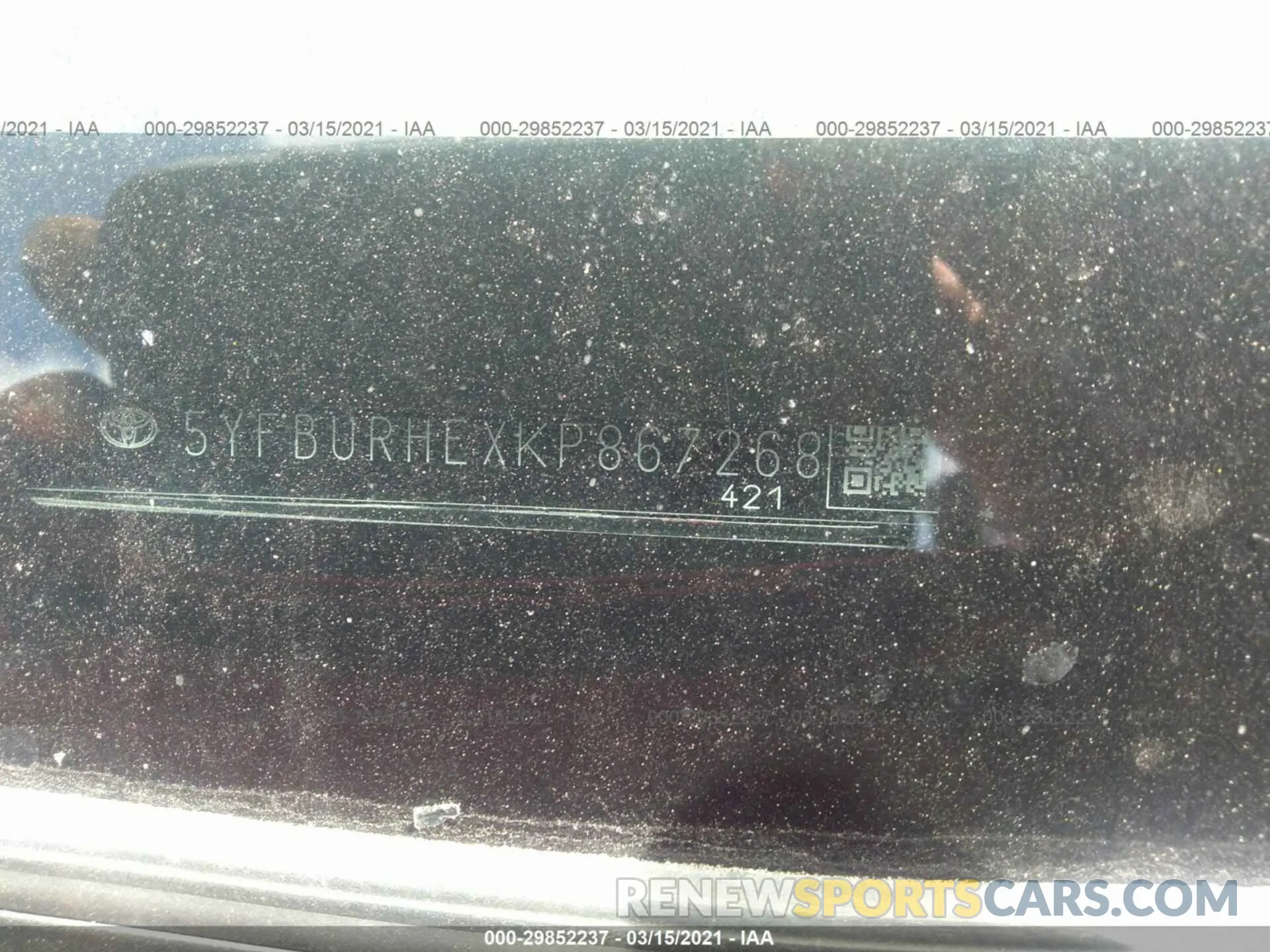 9 Photograph of a damaged car 5YFBURHEXKP867268 TOYOTA COROLLA 2019