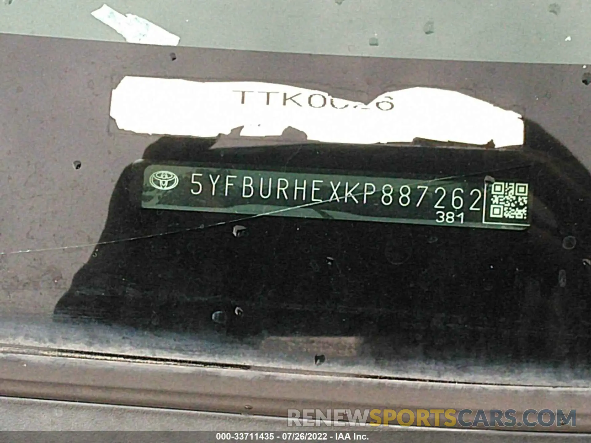 9 Фотография поврежденного автомобиля 5YFBURHEXKP887262 TOYOTA COROLLA 2019