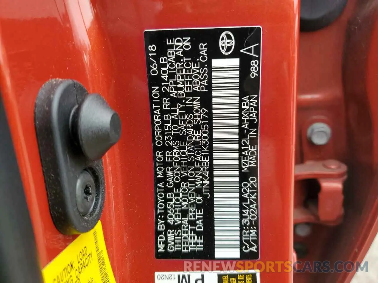13 Photograph of a damaged car JTNK4RBE1K3005179 TOYOTA COROLLA 2019
