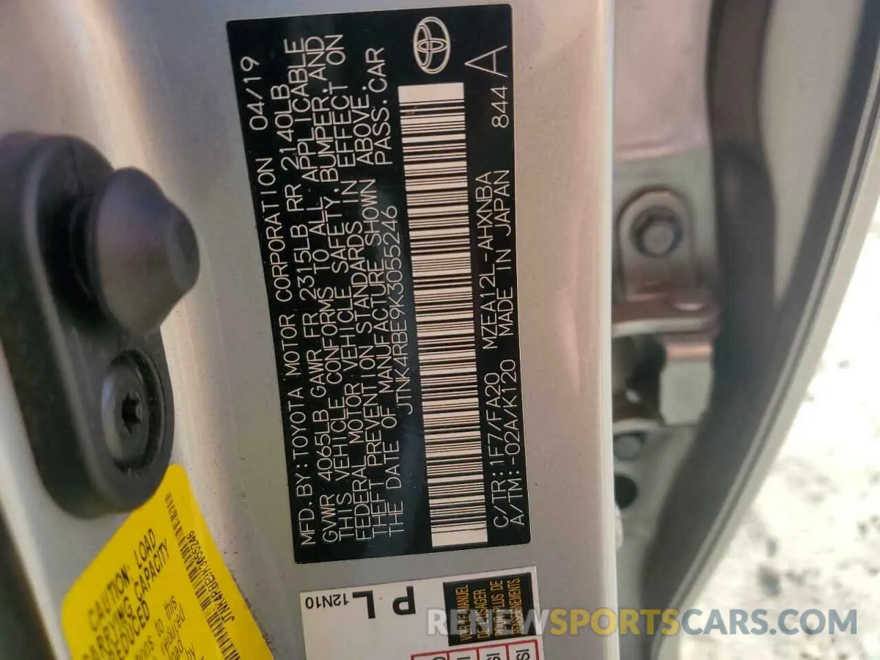 12 Фотография поврежденного автомобиля JTNK4RBE9K3055246 TOYOTA COROLLA 2019