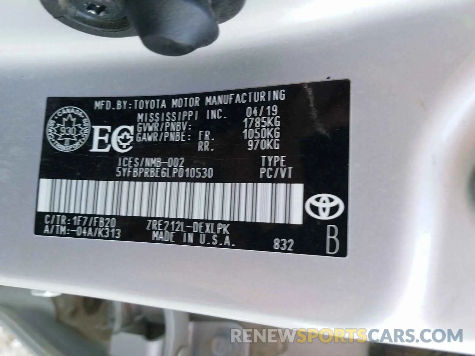10 Photograph of a damaged car 5YFBPRBE6LP010530 TOYOTA COROLLA 2020