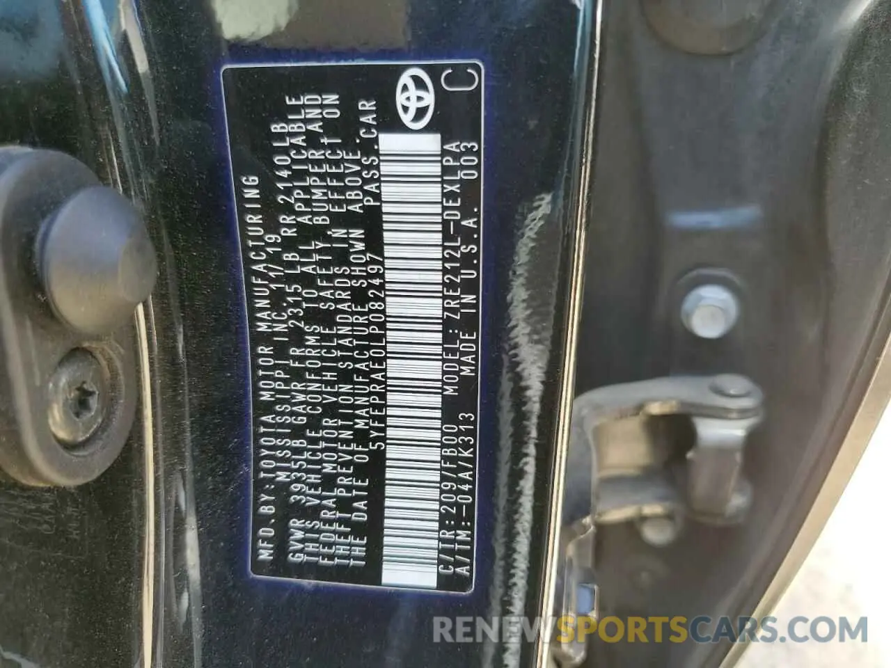 12 Фотография поврежденного автомобиля 5YFEPRAE0LP082497 TOYOTA COROLLA 2020