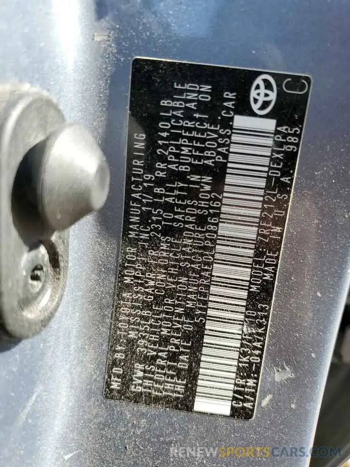 13 Photograph of a damaged car 5YFEPRAE0LP086162 TOYOTA COROLLA 2020