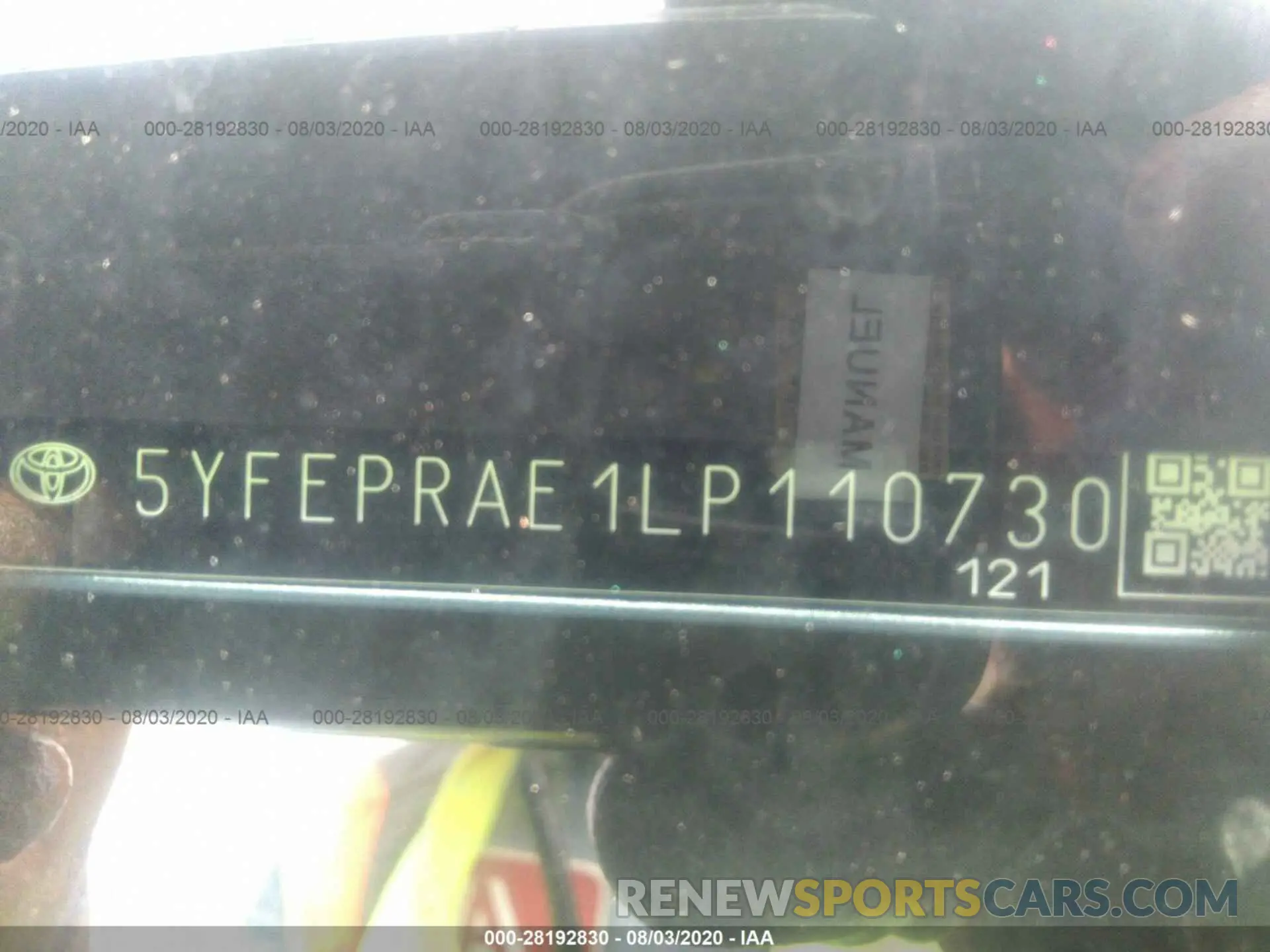 9 Photograph of a damaged car 5YFEPRAE1LP110730 TOYOTA COROLLA 2020