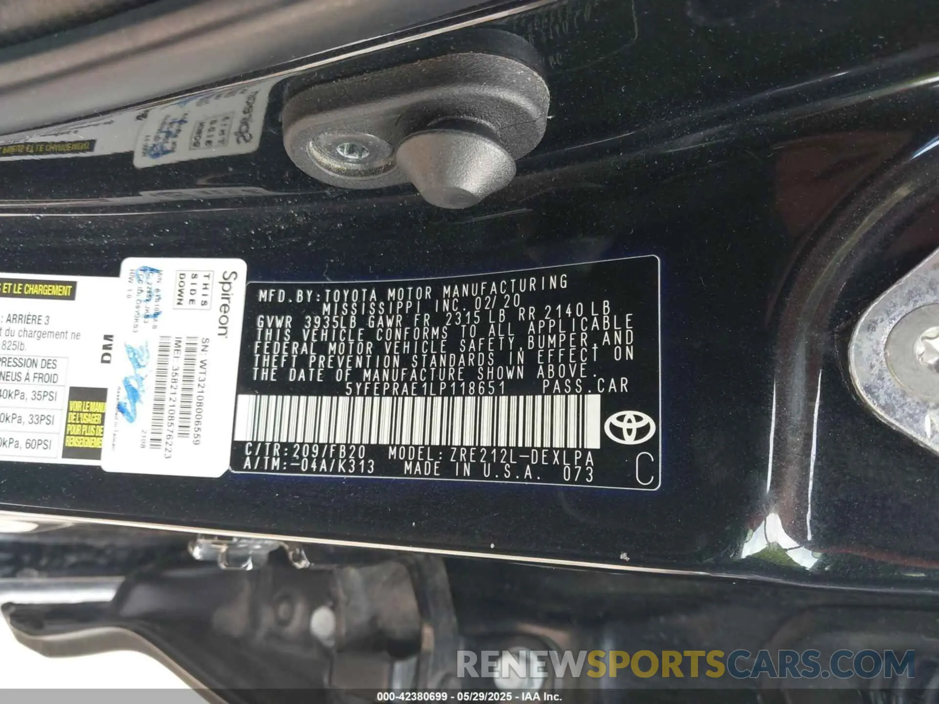 9 Фотография поврежденного автомобиля 5YFEPRAE1LP118651 TOYOTA COROLLA 2020