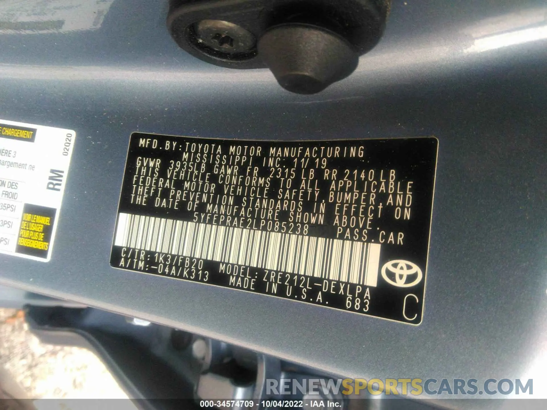 9 Фотография поврежденного автомобиля 5YFEPRAE2LP085238 TOYOTA COROLLA 2020
