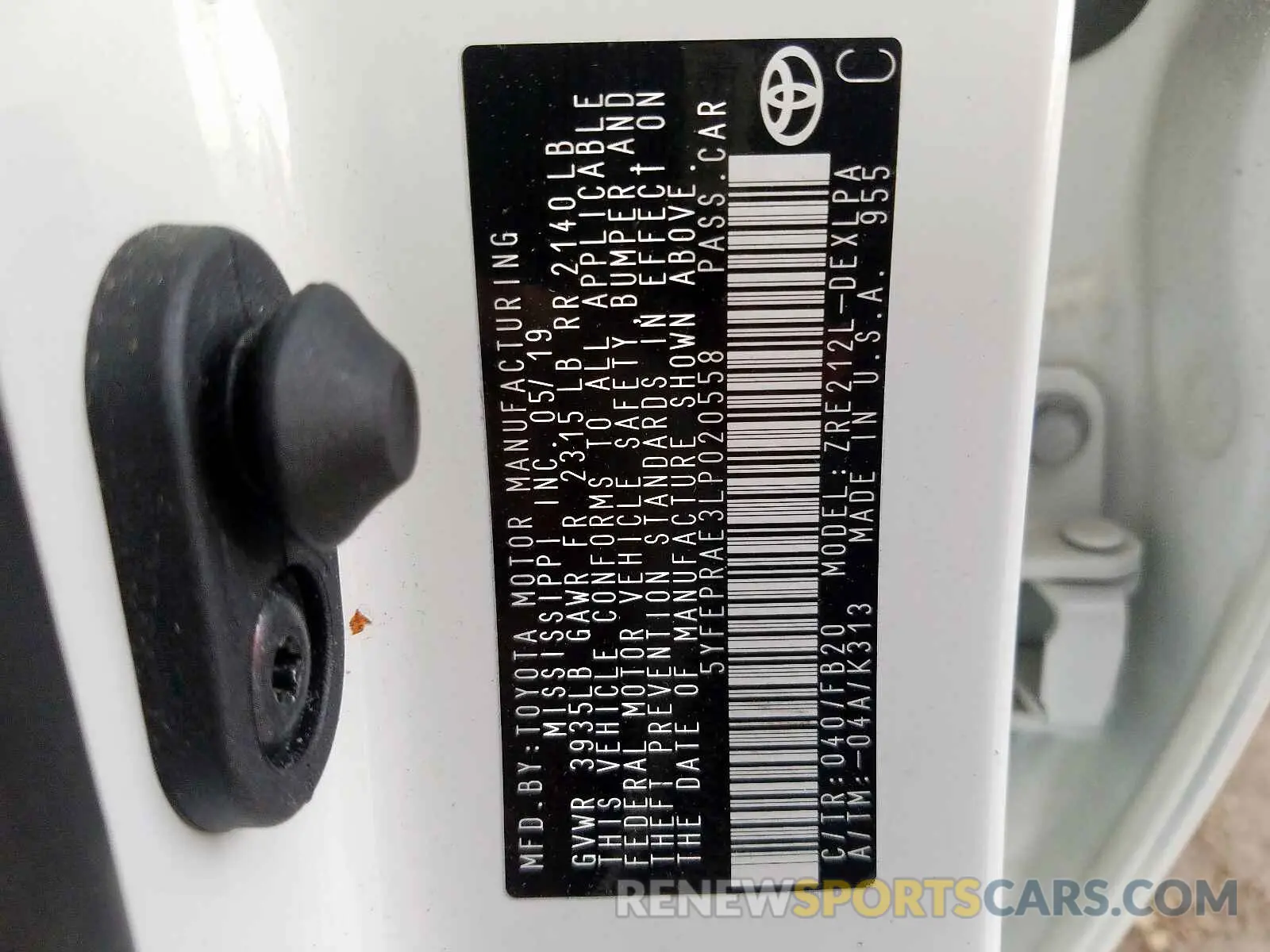 10 Photograph of a damaged car 5YFEPRAE3LP020558 TOYOTA COROLLA 2020