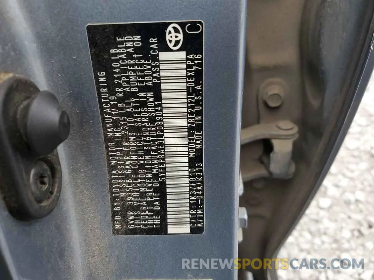 14 Photograph of a damaged car 5YFEPRAE3LP089041 TOYOTA COROLLA 2020