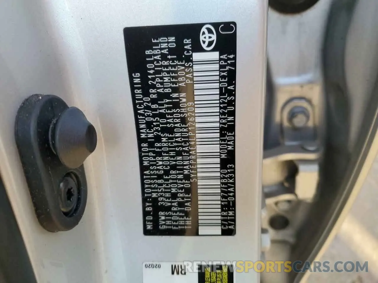 13 Photograph of a damaged car 5YFEPRAE4LP126209 TOYOTA COROLLA 2020