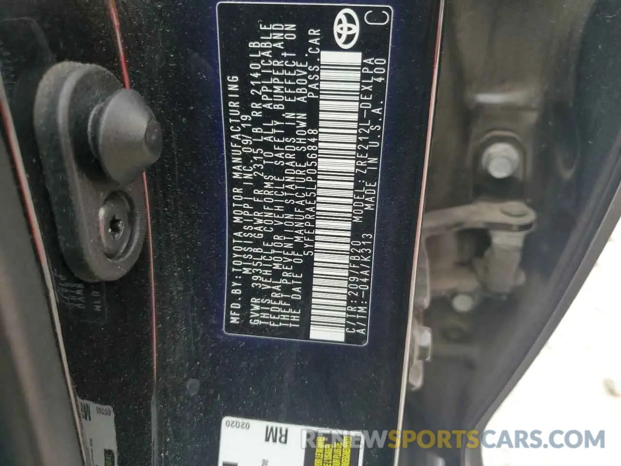 12 Фотография поврежденного автомобиля 5YFEPRAE5LP056848 TOYOTA COROLLA 2020