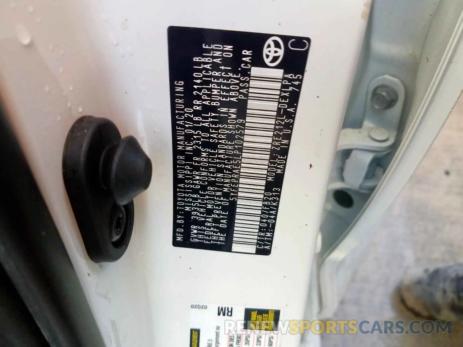 10 Photograph of a damaged car 5YFEPRAE5LP102579 TOYOTA COROLLA 2020