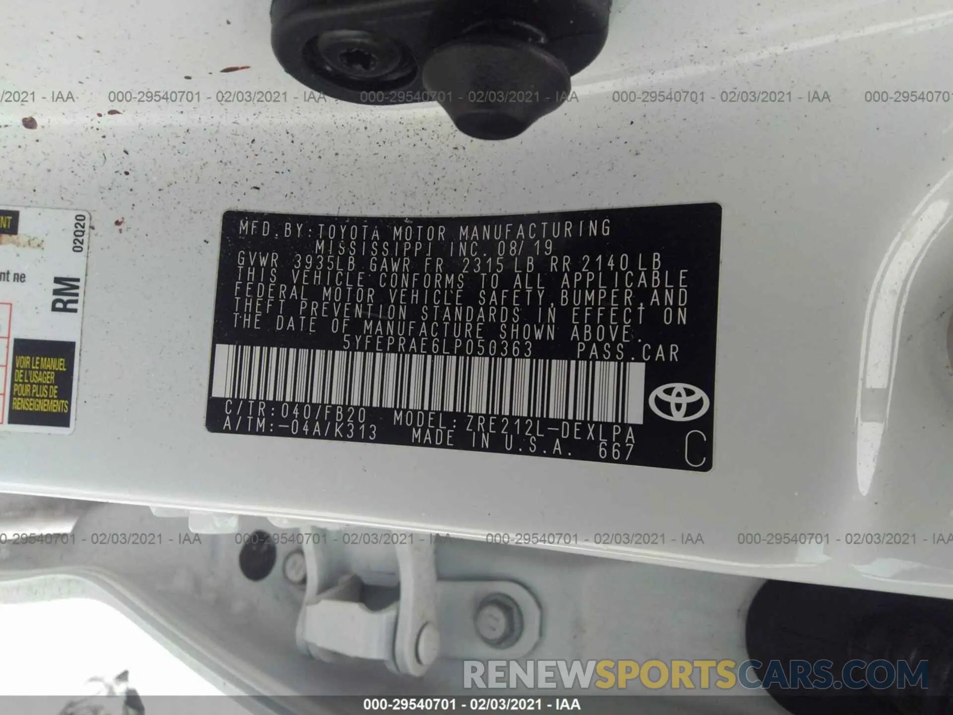 9 Photograph of a damaged car 5YFEPRAE6LP050363 TOYOTA COROLLA 2020