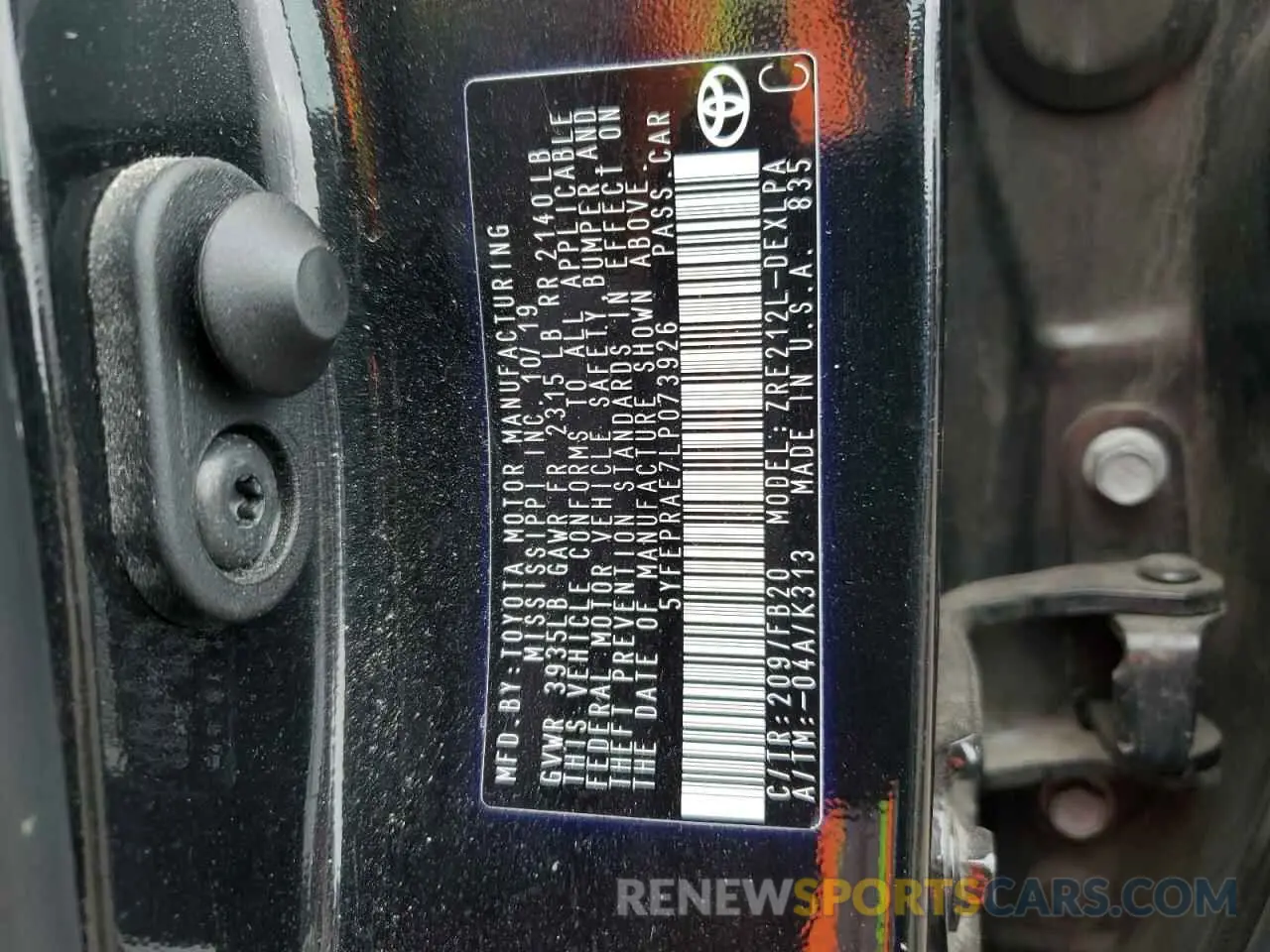 13 Фотография поврежденного автомобиля 5YFEPRAE7LP073926 TOYOTA COROLLA 2020