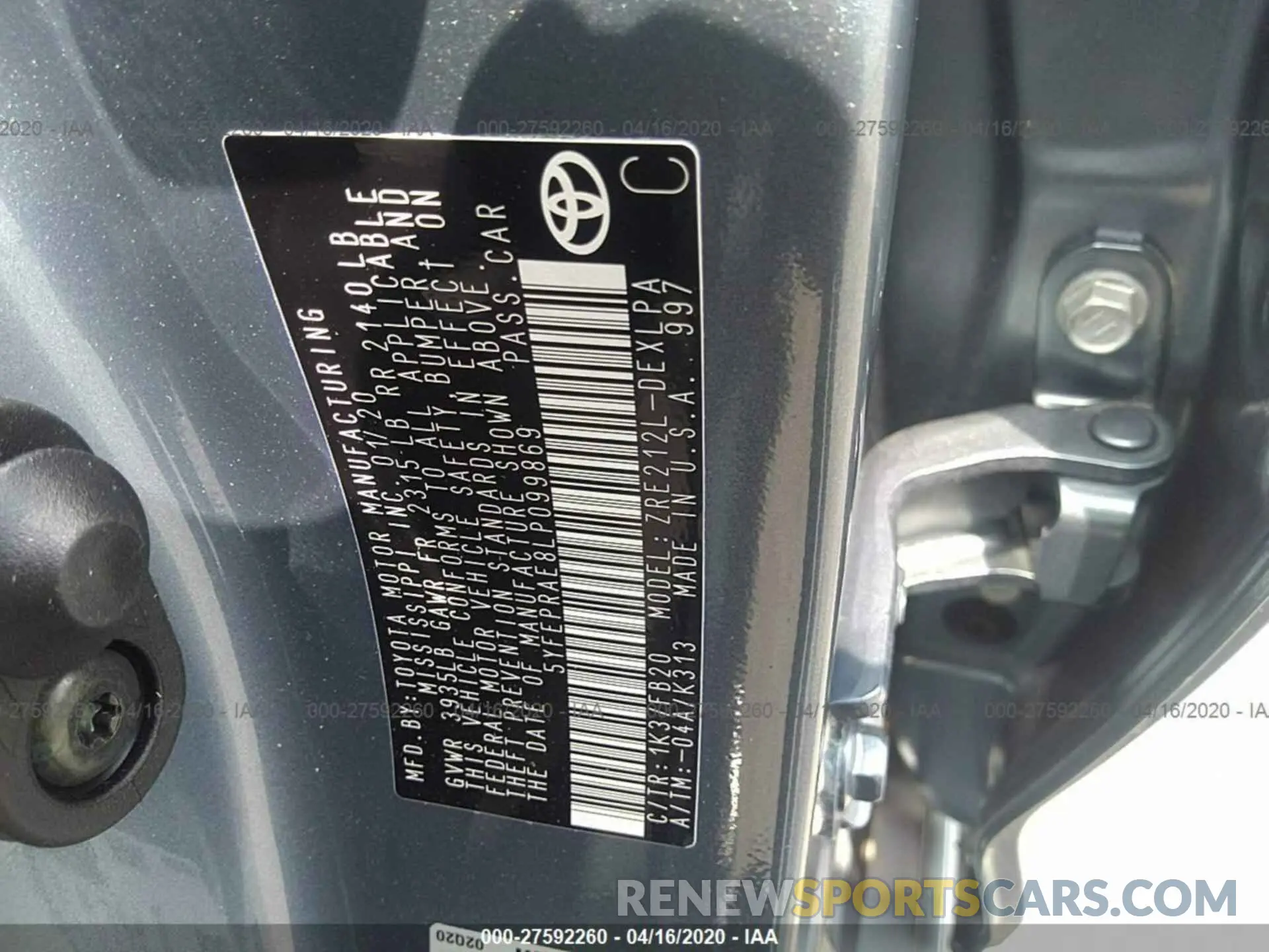 9 Photograph of a damaged car 5YFEPRAE8LP099869 TOYOTA COROLLA 2020