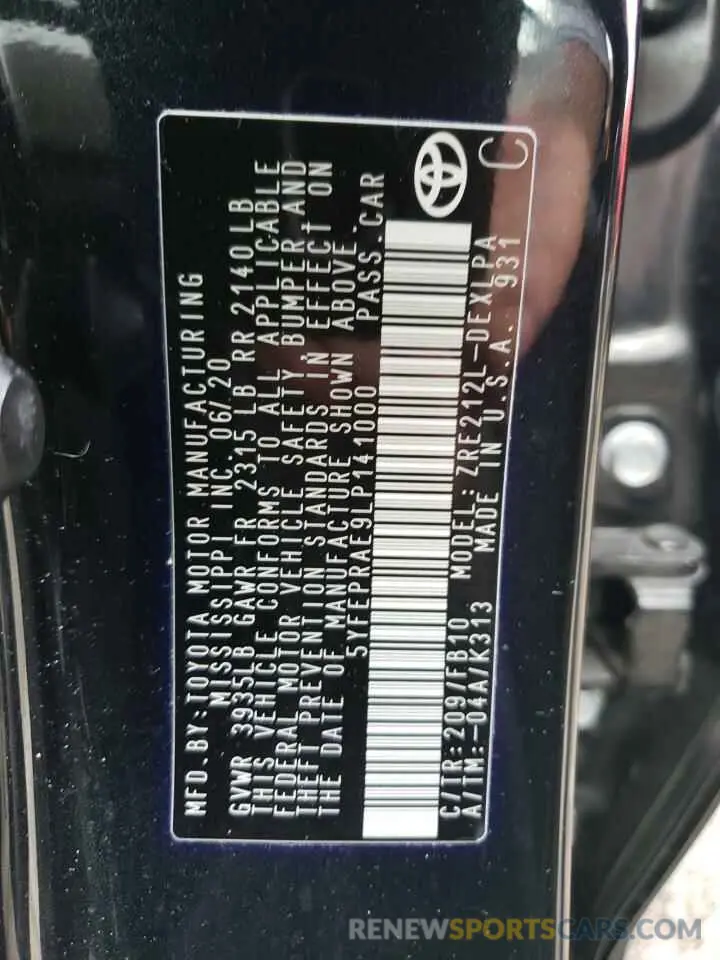 12 Photograph of a damaged car 5YFEPRAE9LP141000 TOYOTA COROLLA 2020