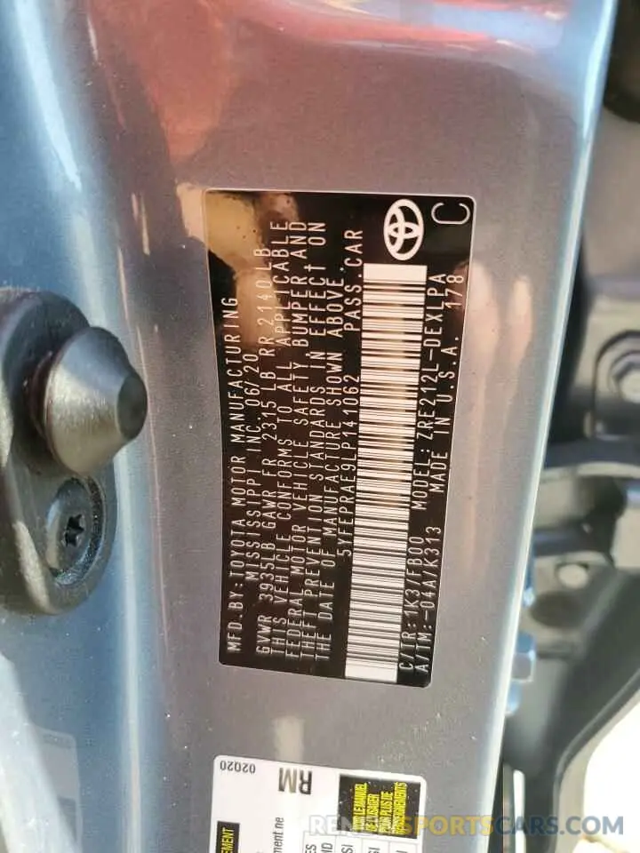 12 Photograph of a damaged car 5YFEPRAE9LP141062 TOYOTA COROLLA 2020