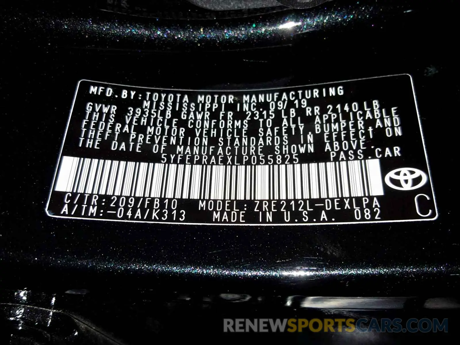 10 Photograph of a damaged car 5YFEPRAEXLP055825 TOYOTA COROLLA 2020