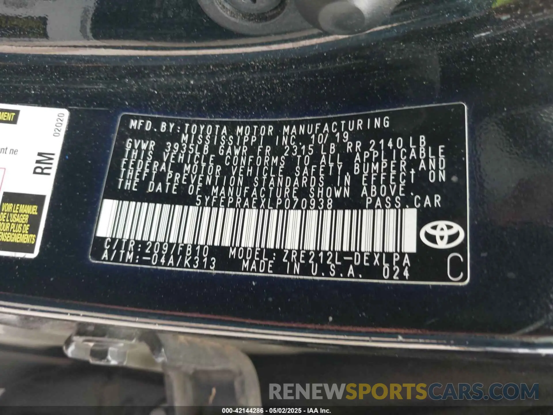 9 Photograph of a damaged car 5YFEPRAEXLP070938 TOYOTA COROLLA 2020