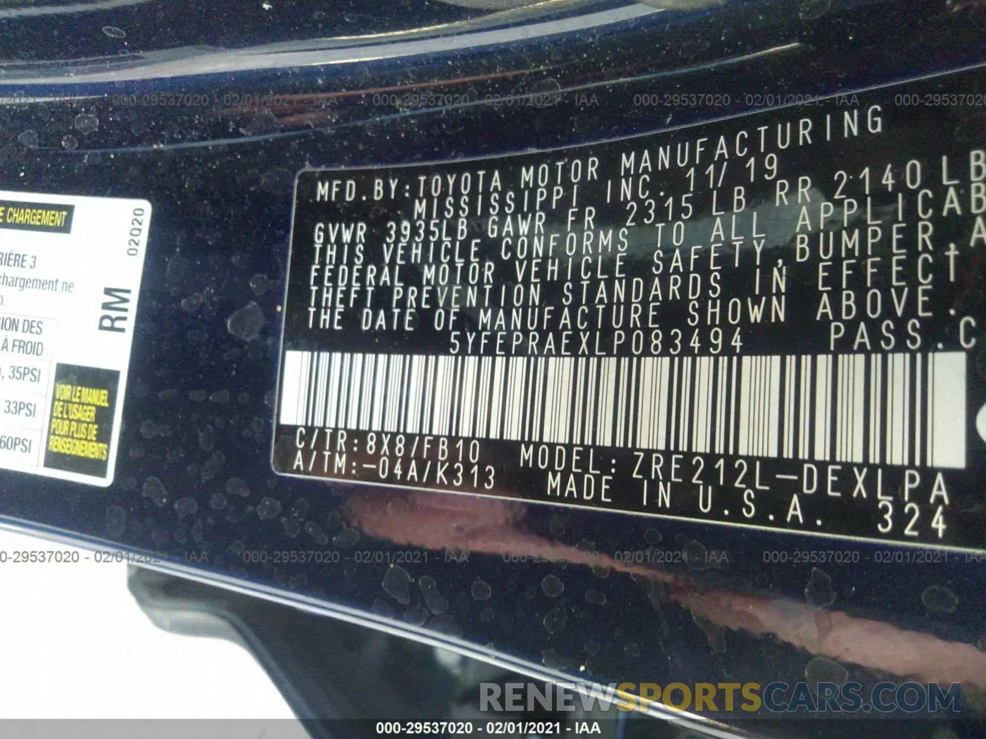 9 Photograph of a damaged car 5YFEPRAEXLP083494 TOYOTA COROLLA 2020