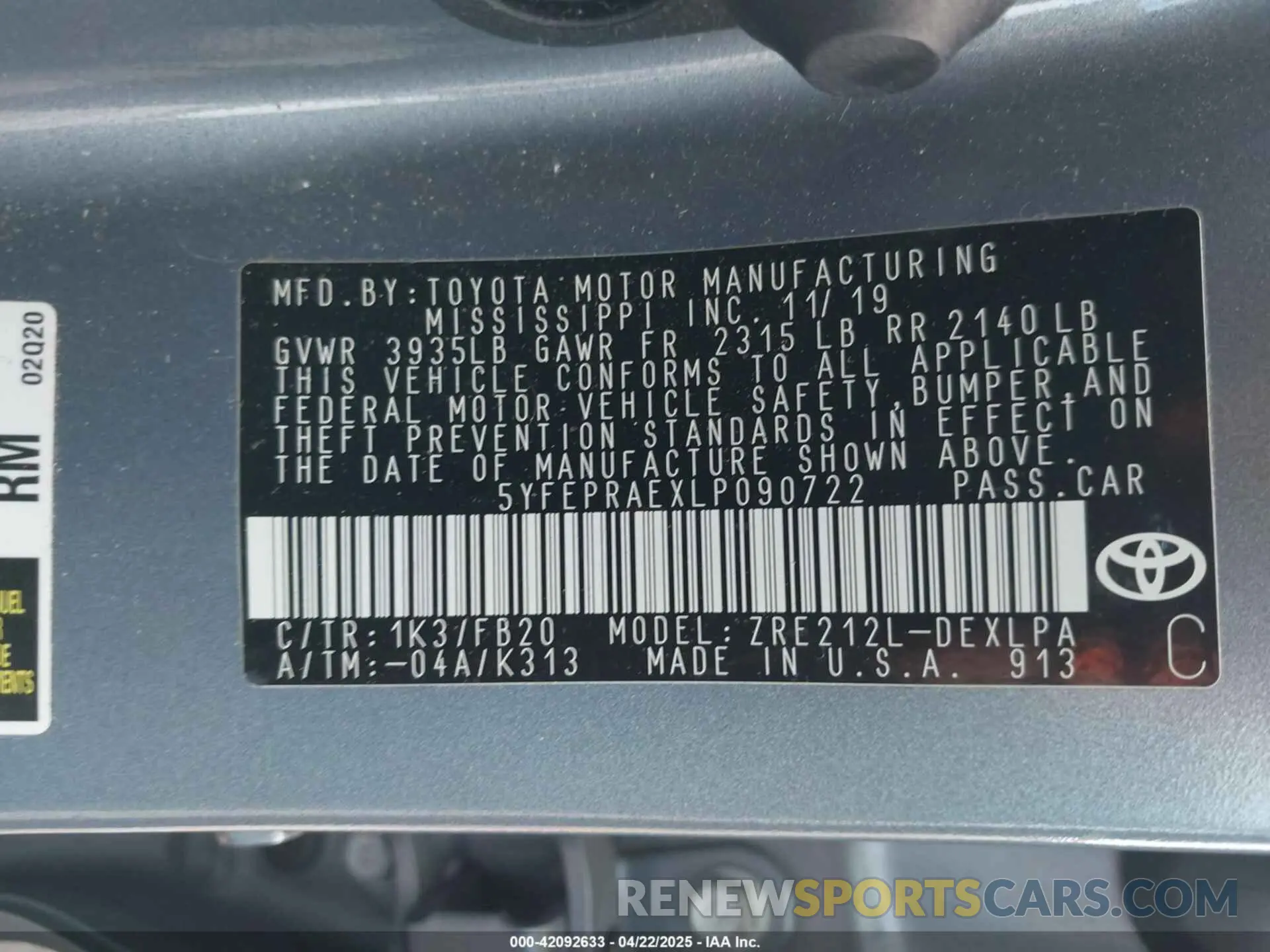 9 Photograph of a damaged car 5YFEPRAEXLP090722 TOYOTA COROLLA 2020