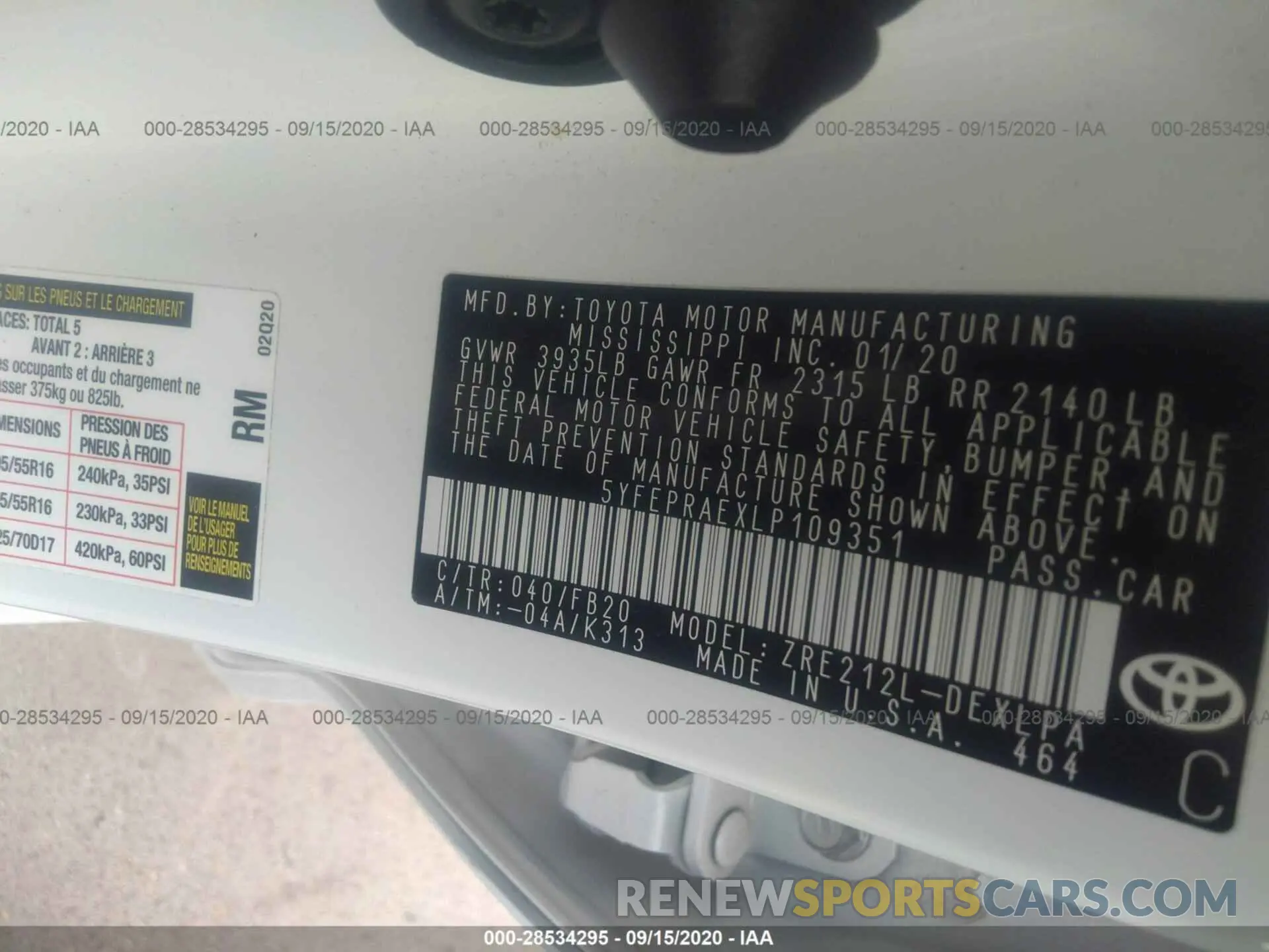 9 Photograph of a damaged car 5YFEPRAEXLP109351 TOYOTA COROLLA 2020