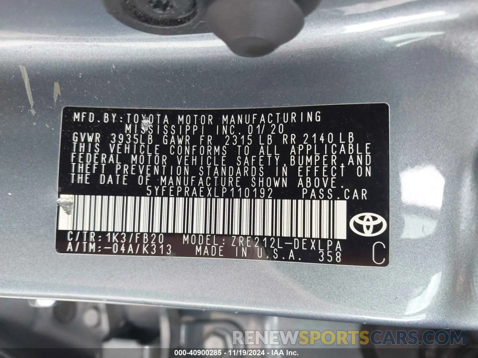 9 Photograph of a damaged car 5YFEPRAEXLP110192 TOYOTA COROLLA 2020