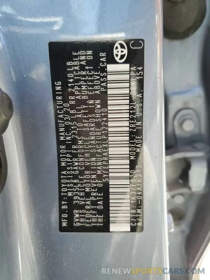 13 Фотография поврежденного автомобиля 5YFEPRAEXLP122410 TOYOTA COROLLA 2020
