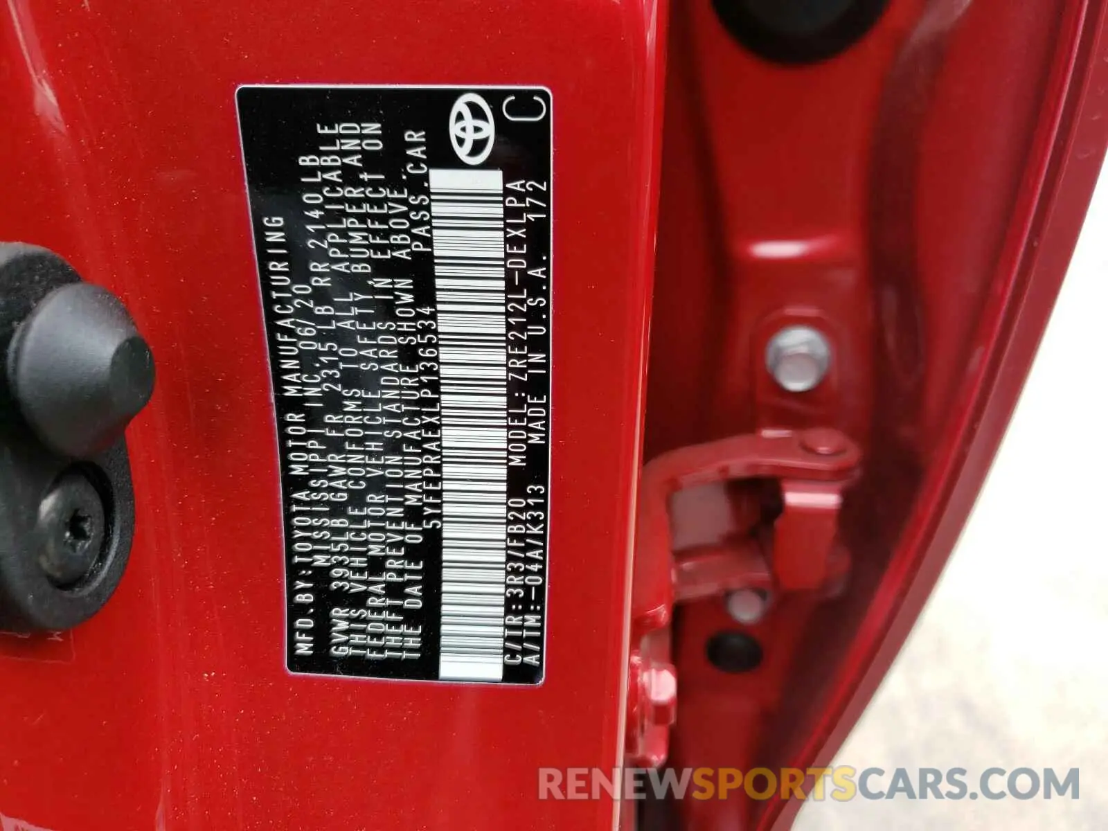 10 Photograph of a damaged car 5YFEPRAEXLP136534 TOYOTA COROLLA 2020