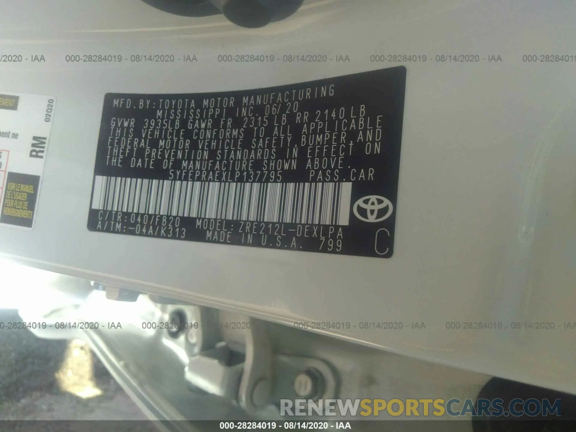 9 Photograph of a damaged car 5YFEPRAEXLP137795 TOYOTA COROLLA 2020
