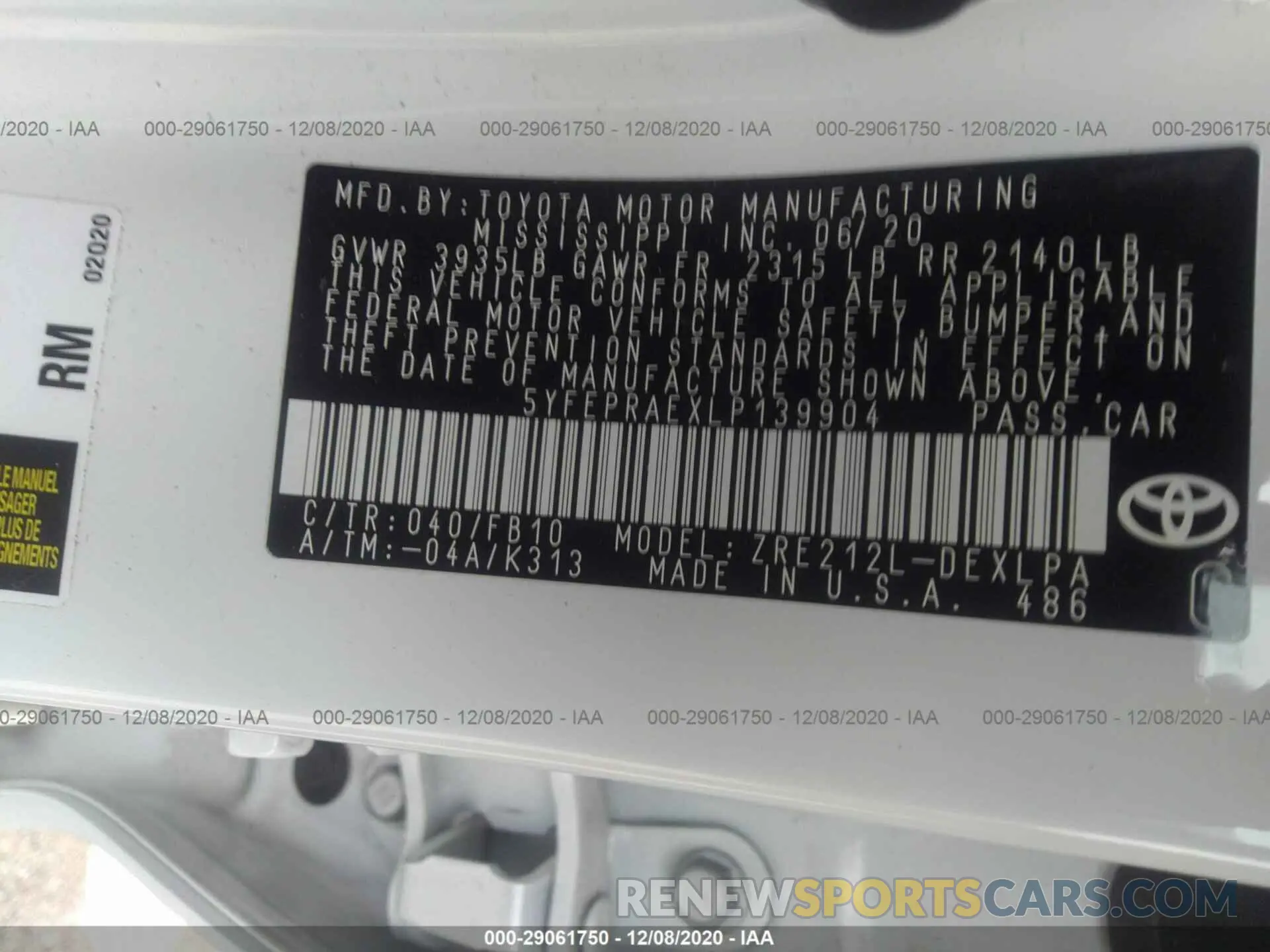 9 Photograph of a damaged car 5YFEPRAEXLP139904 TOYOTA COROLLA 2020