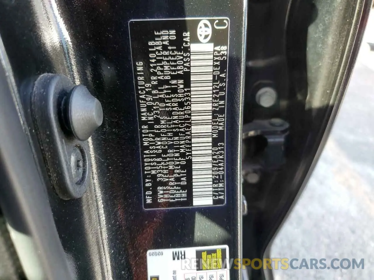 10 Фотография поврежденного автомобиля 5YFFPRAE7LP065331 TOYOTA COROLLA 2020