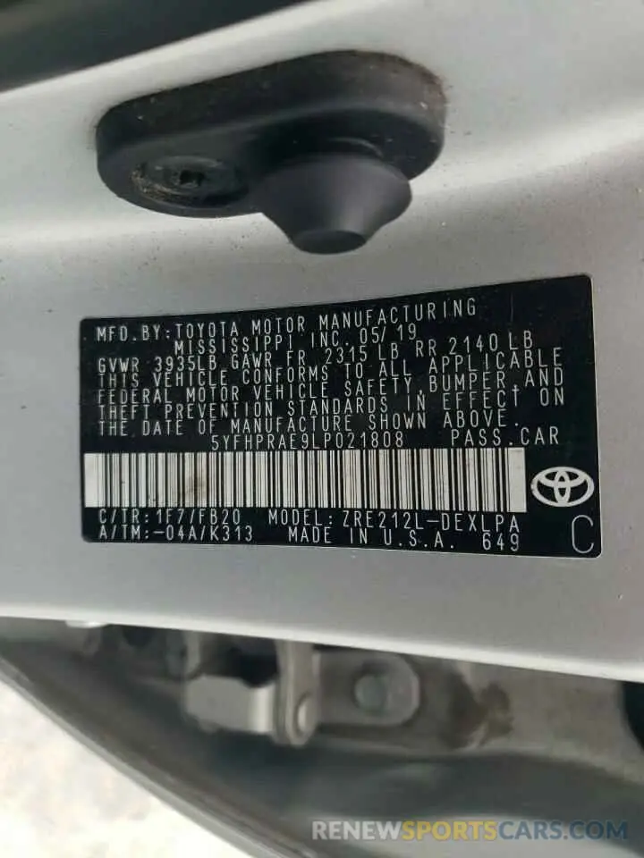 14 Photograph of a damaged car 5YFHPRAE9LP021808 TOYOTA COROLLA 2020