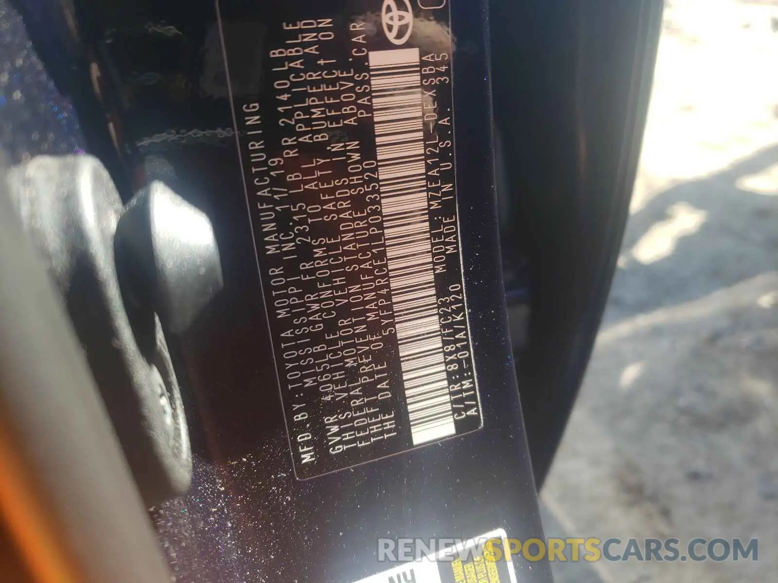 10 Photograph of a damaged car 5YFP4RCE1LP033520 TOYOTA COROLLA 2020