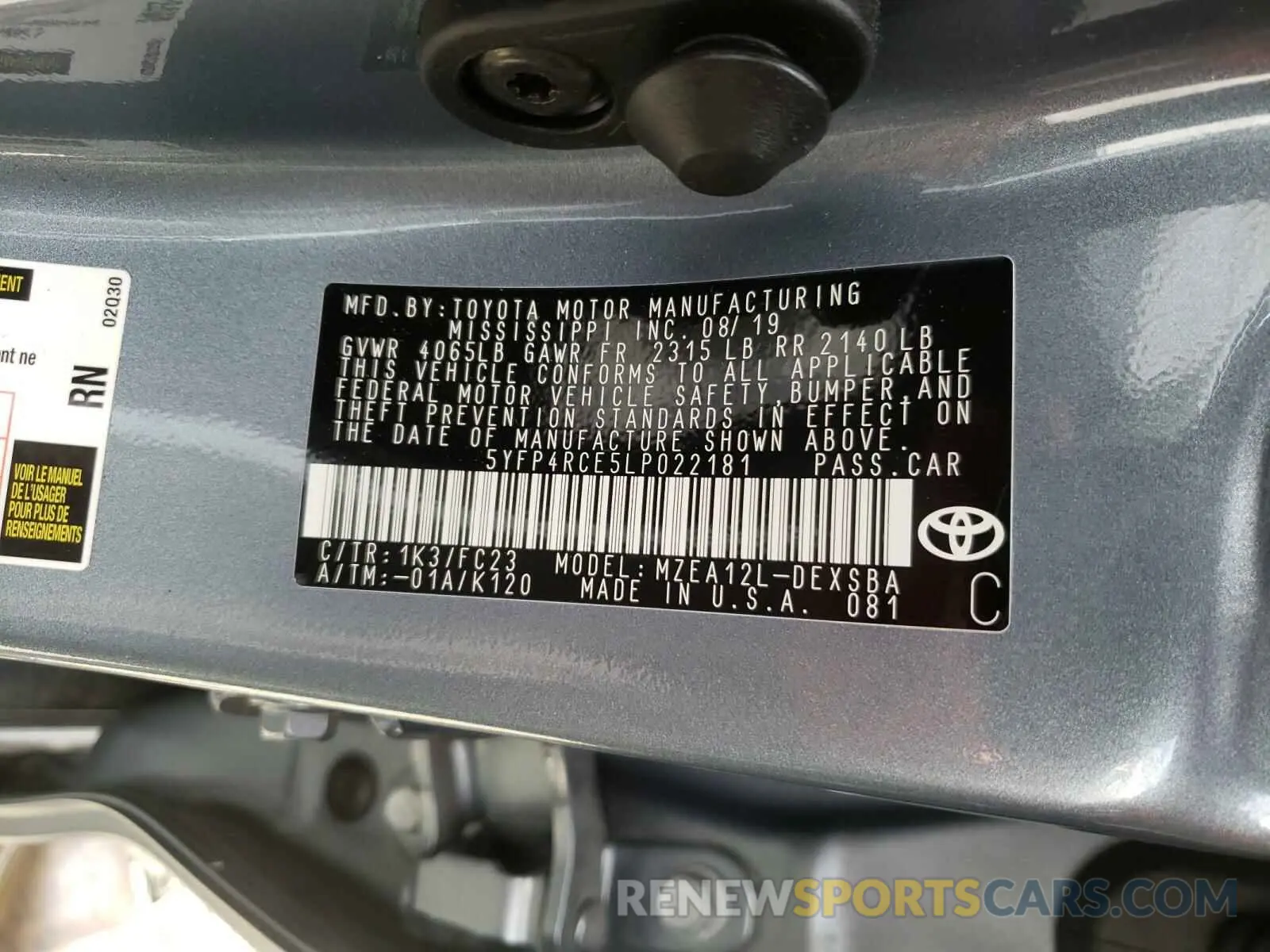 10 Photograph of a damaged car 5YFP4RCE5LP022181 TOYOTA COROLLA 2020