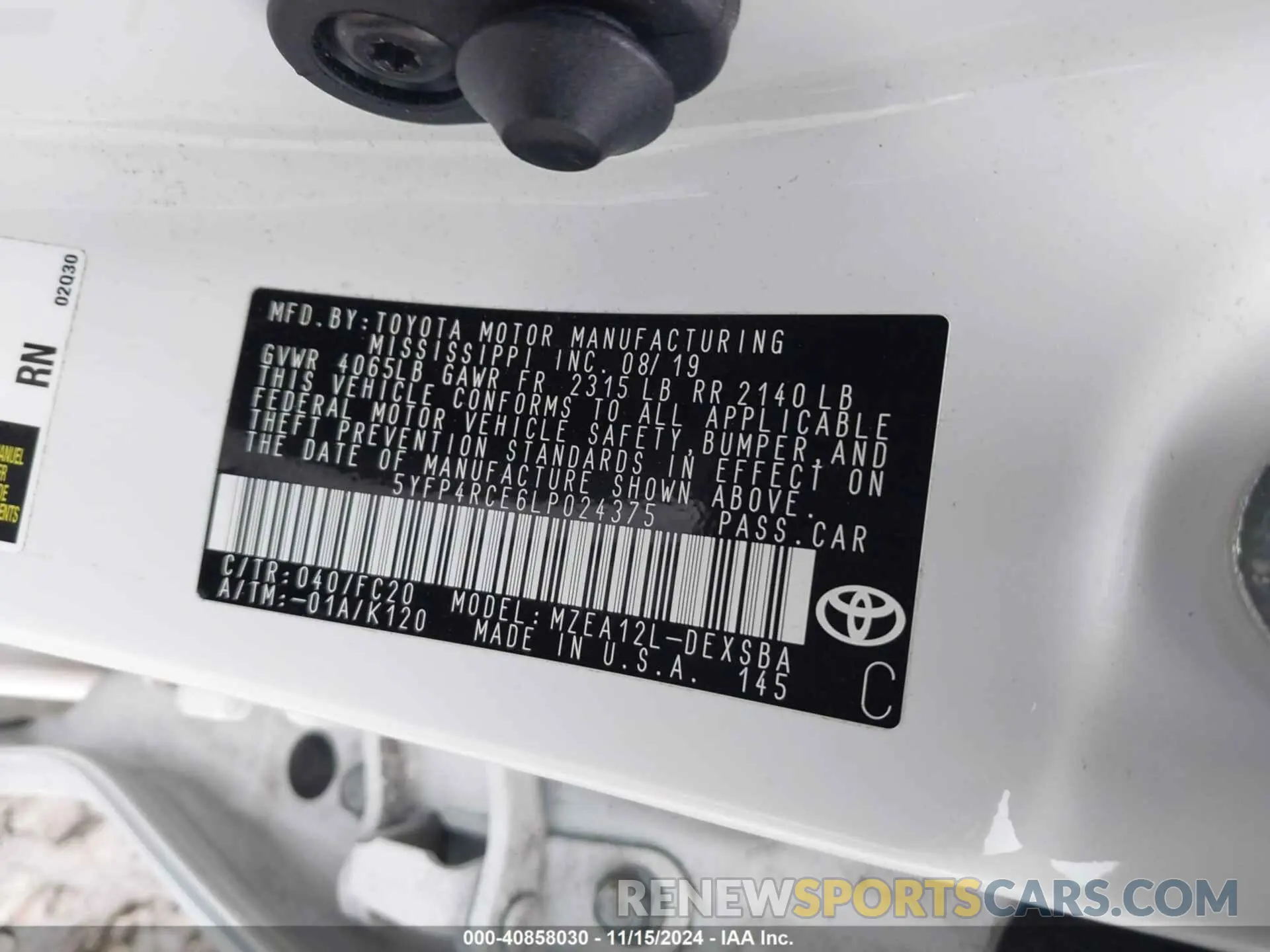 9 Photograph of a damaged car 5YFP4RCE6LP024375 TOYOTA COROLLA 2020