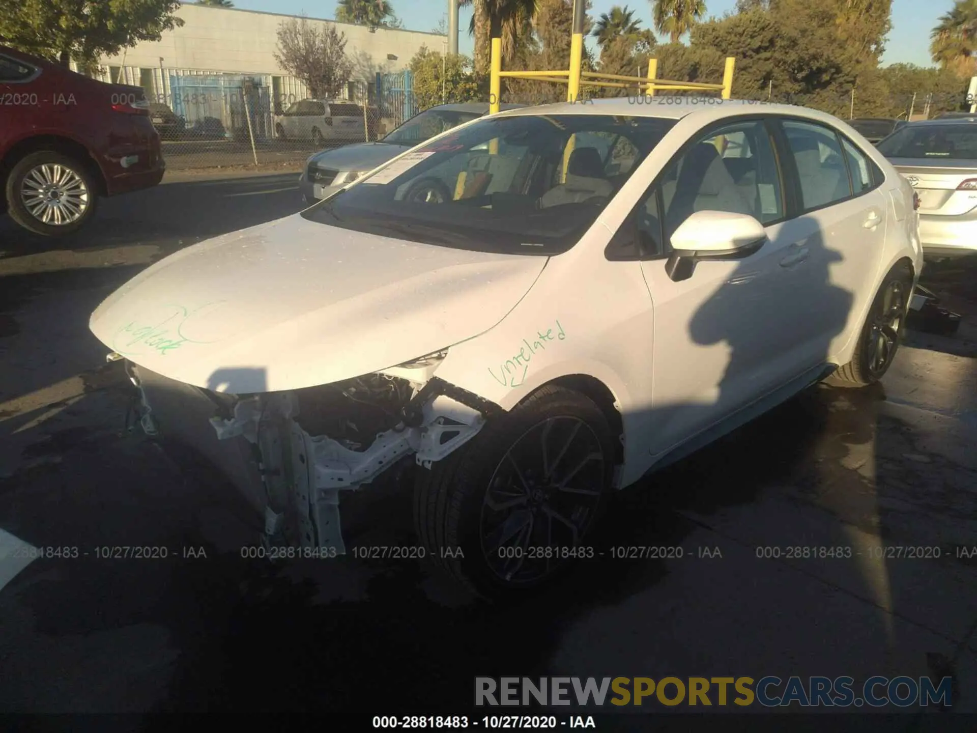 2 Photograph of a damaged car 5YFS4RCE0LP029484 TOYOTA COROLLA 2020