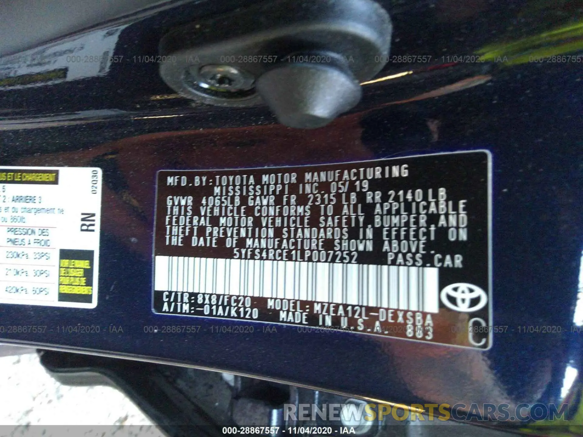 9 Photograph of a damaged car 5YFS4RCE1LP007252 TOYOTA COROLLA 2020