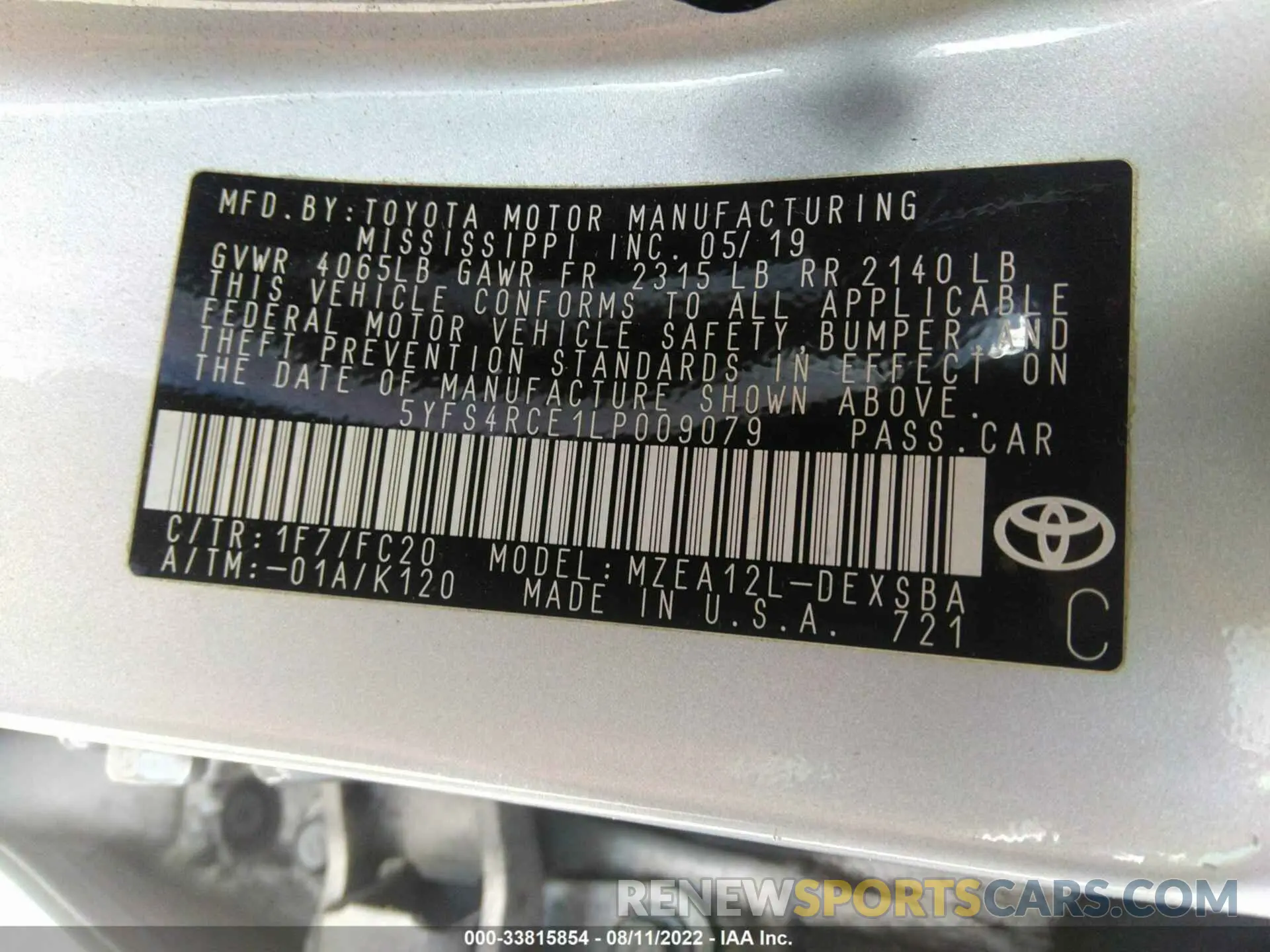 9 Фотография поврежденного автомобиля 5YFS4RCE1LP009079 TOYOTA COROLLA 2020