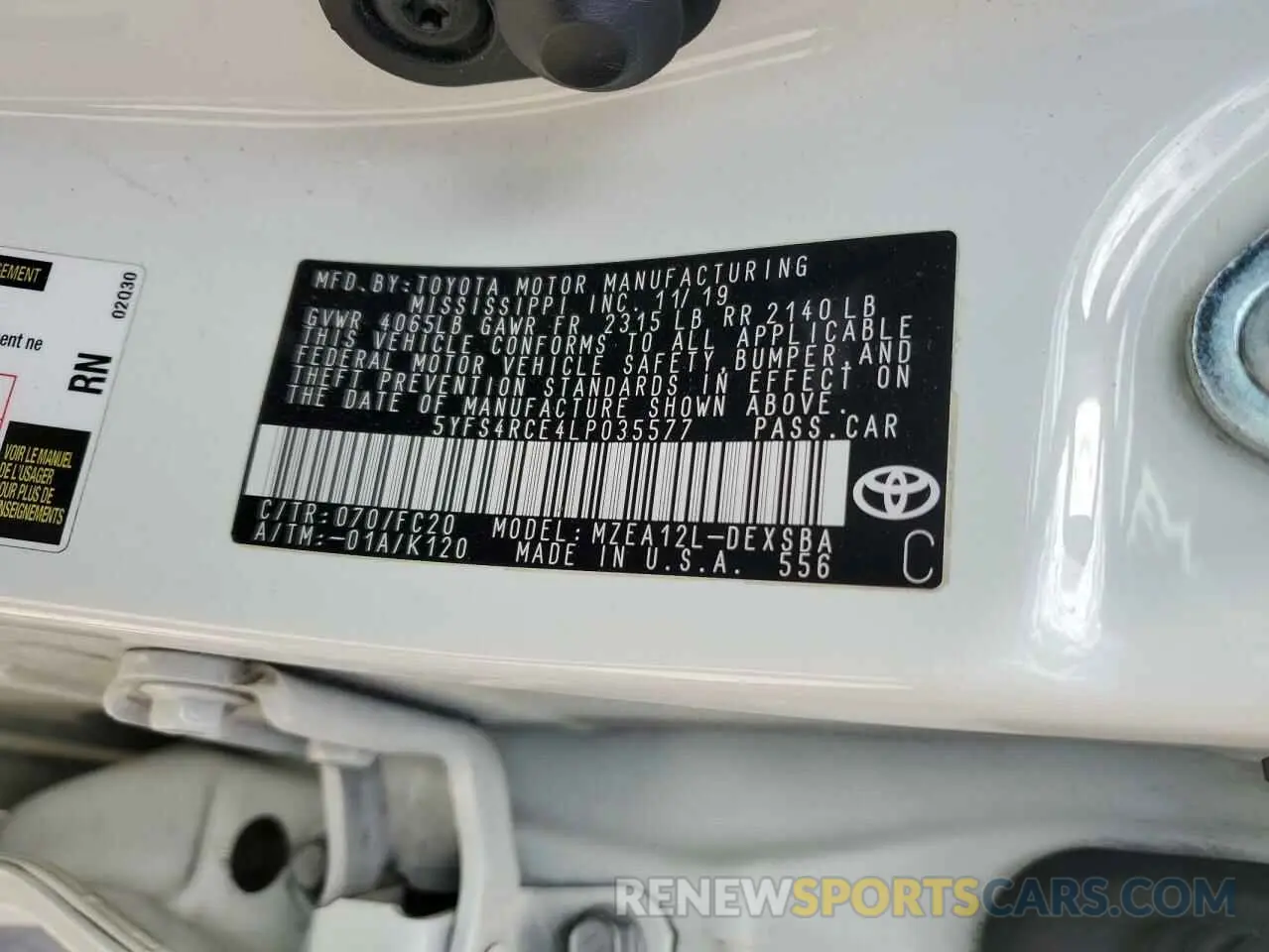 14 Фотография поврежденного автомобиля 5YFS4RCE4LP035577 TOYOTA COROLLA 2020