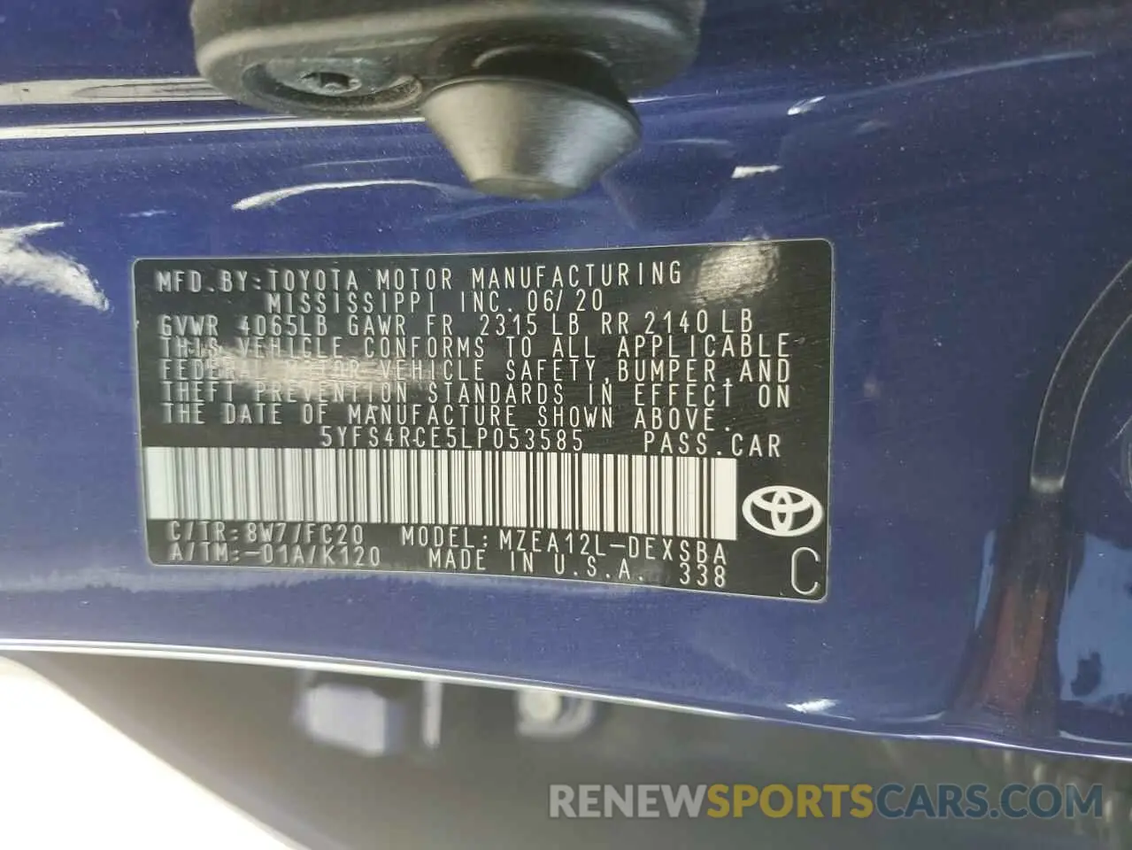 15 Photograph of a damaged car 5YFS4RCE5LP053585 TOYOTA COROLLA 2020