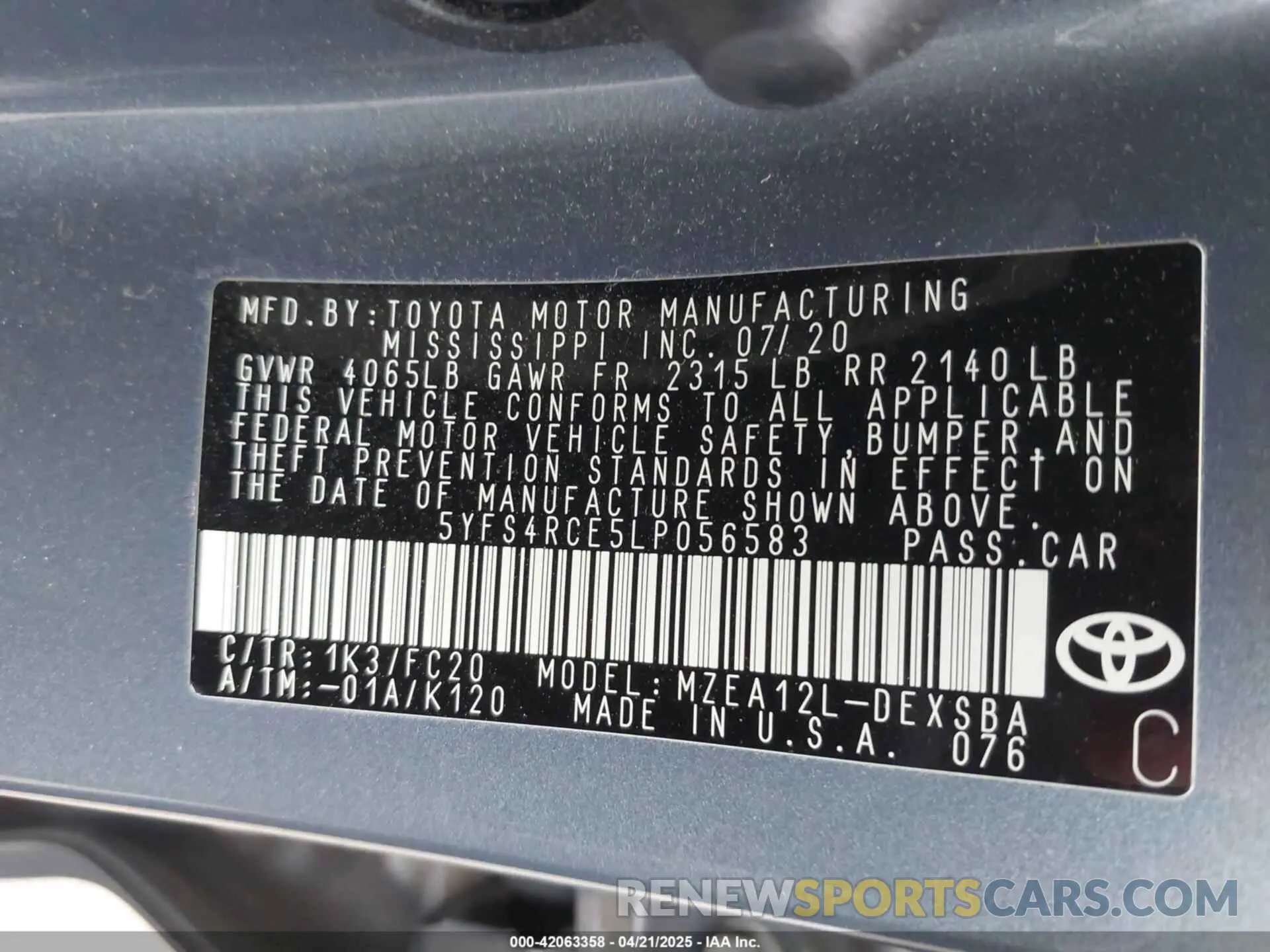 9 Фотография поврежденного автомобиля 5YFS4RCE5LP056583 TOYOTA COROLLA 2020