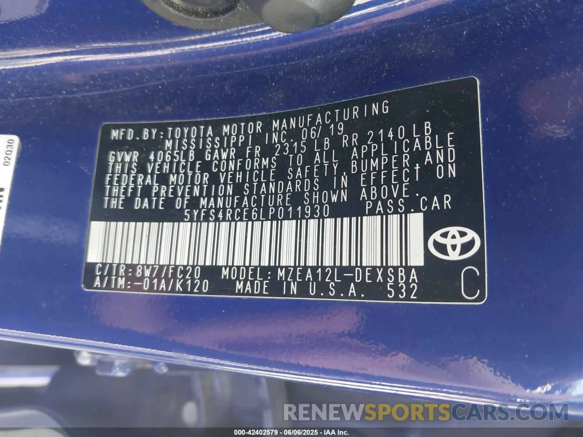 9 Фотография поврежденного автомобиля 5YFS4RCE6LP011930 TOYOTA COROLLA 2020