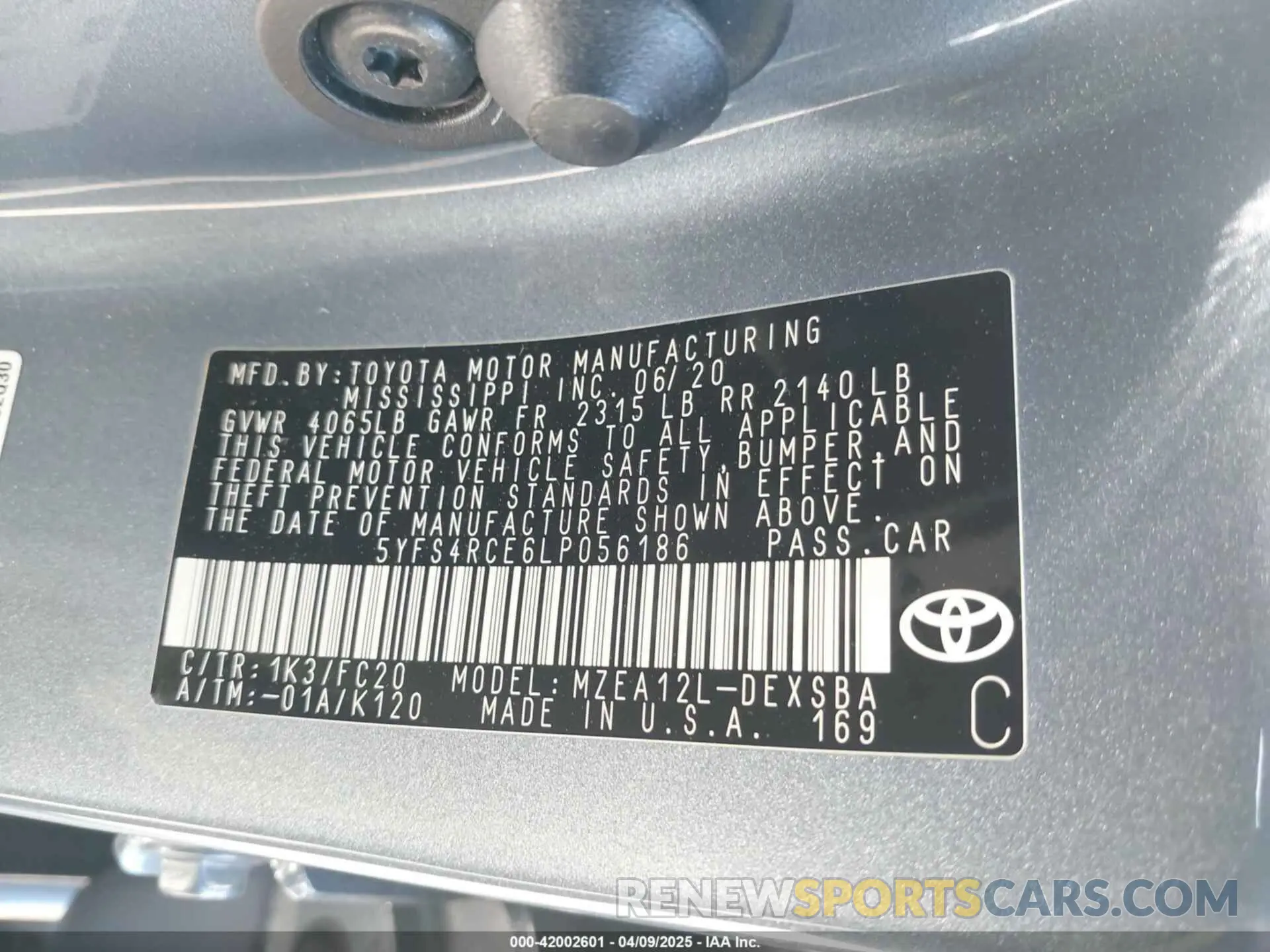 9 Фотография поврежденного автомобиля 5YFS4RCE6LP056186 TOYOTA COROLLA 2020