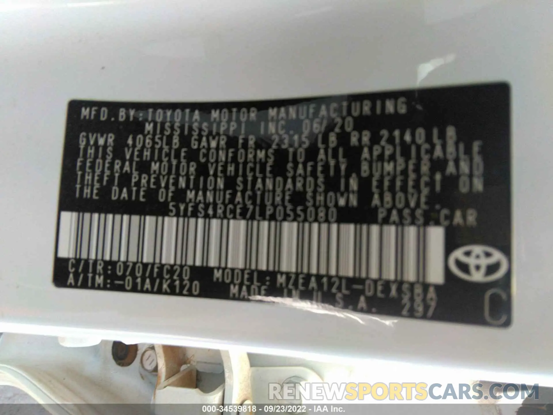 9 Фотография поврежденного автомобиля 5YFS4RCE7LP055080 TOYOTA COROLLA 2020