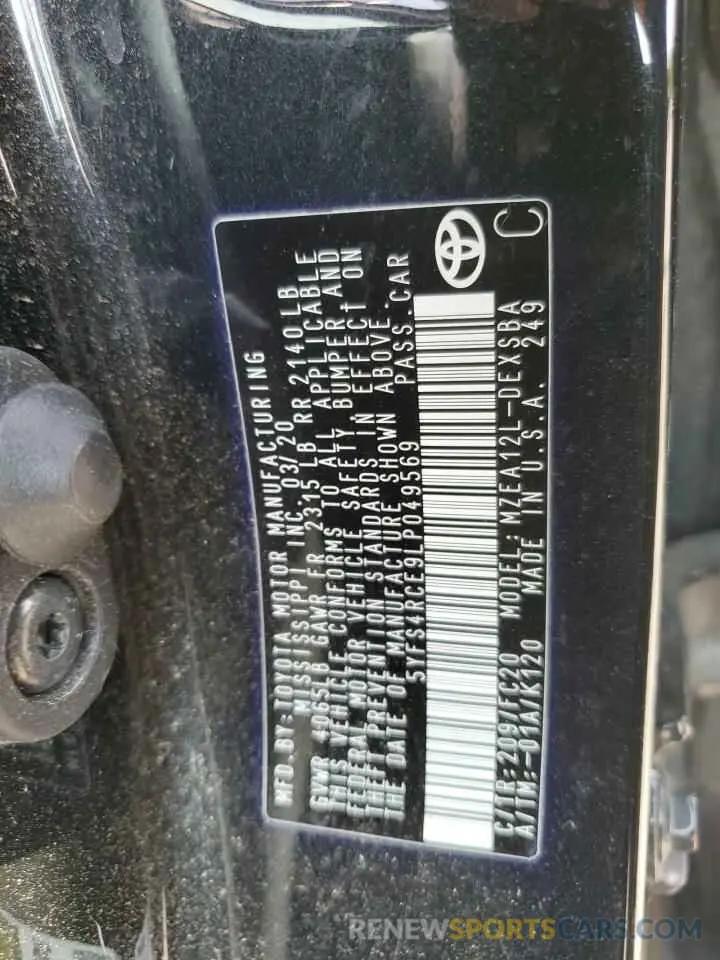 12 Photograph of a damaged car 5YFS4RCE9LP049569 TOYOTA COROLLA 2020