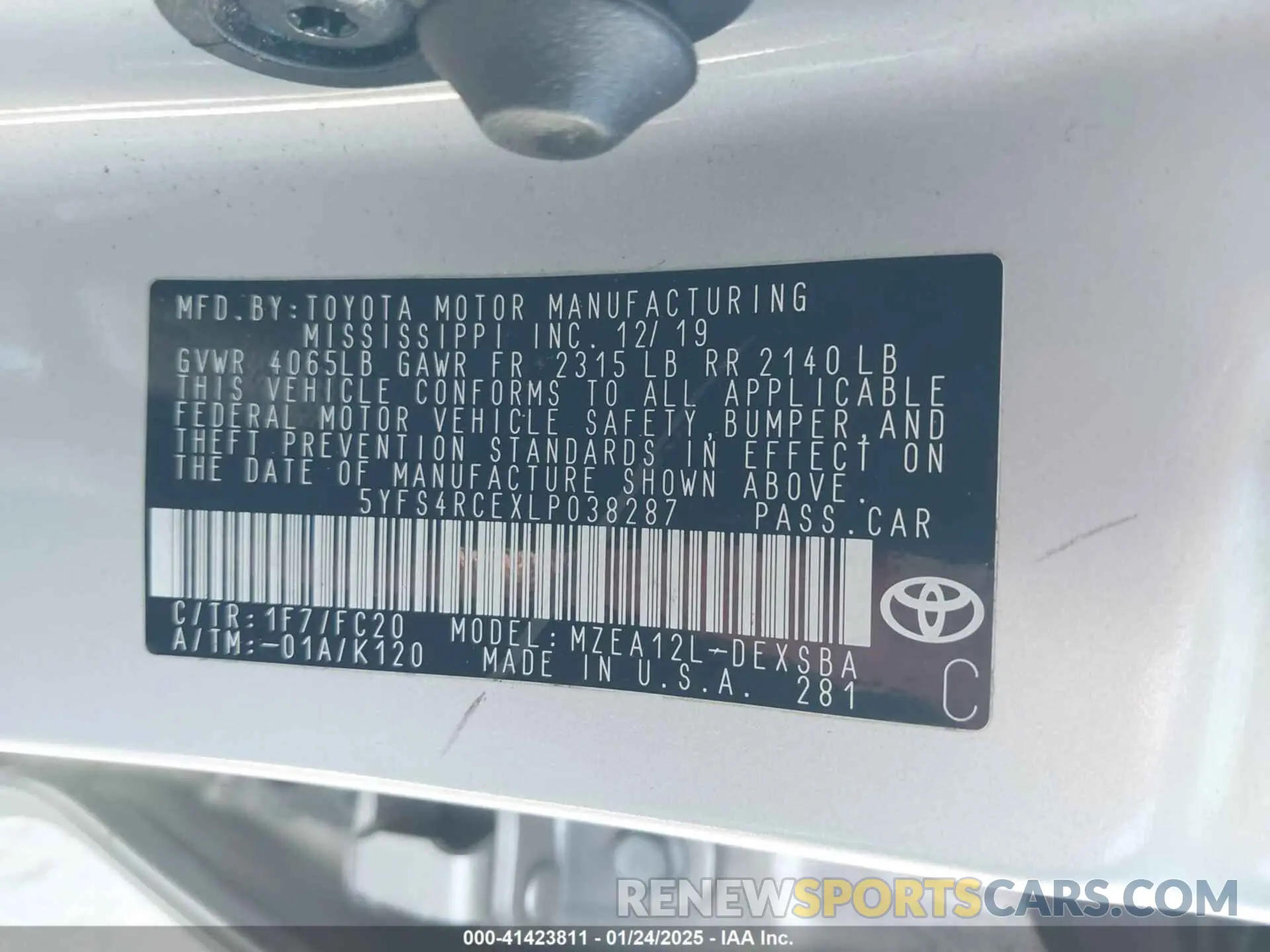 9 Фотография поврежденного автомобиля 5YFS4RCEXLP038287 TOYOTA COROLLA 2020