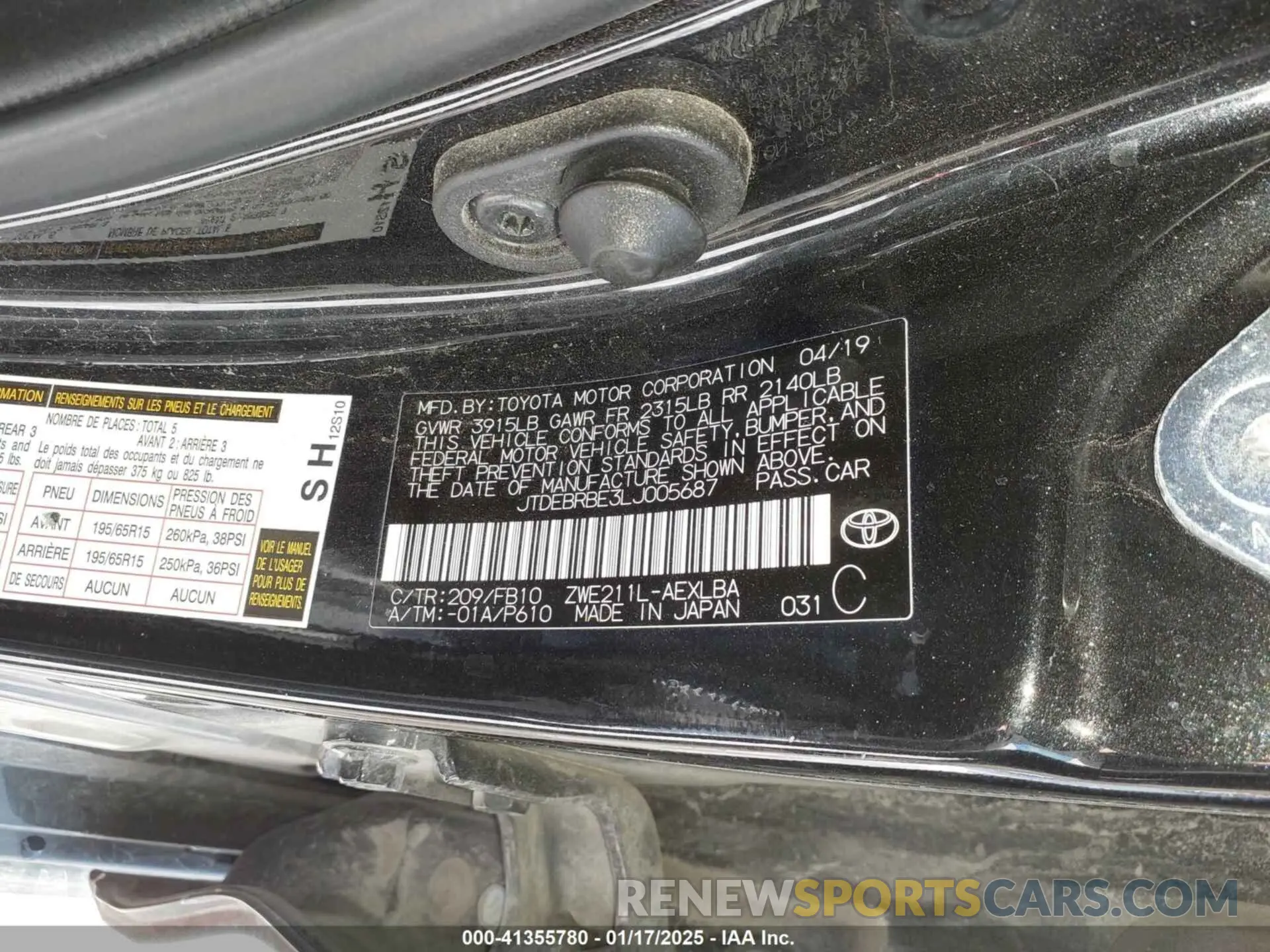 9 Photograph of a damaged car JTDEBRBE3LJ005687 TOYOTA COROLLA 2020