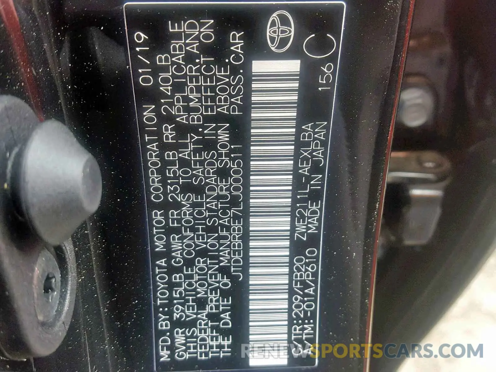 10 Photograph of a damaged car JTDEBRBE7LJ000511 TOYOTA COROLLA 2020