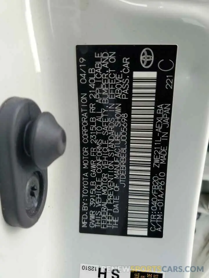 12 Фотография поврежденного автомобиля JTDEBRBE8LJ005698 TOYOTA COROLLA 2020